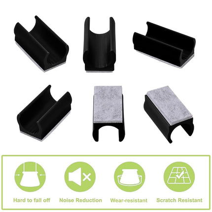 UFURMATE Chair Pads, 30Pcs Plastic Chair Leg Floor Protectors with Felt Pads, U Shaped Chair Tube Floor Protectors Non-Slip Rectangle Chair Legs Tips Caps for Round Sled Base Chair Leg (18mm, Black)