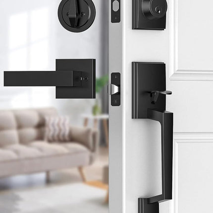 Brightify Black Front Door Handle with Door Lever,