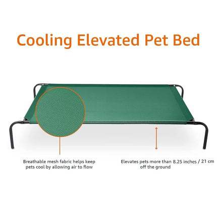 Amazon Basics Cooling Elevated Pet Bed, Extra Large (153 x 94 x 23 centimeters), Green