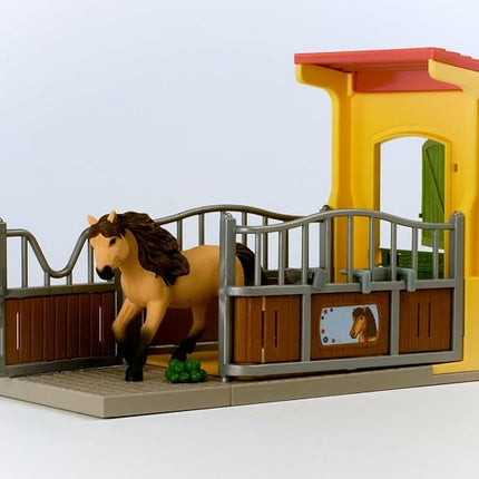 Schleich Farm World - Pony Box with Iceland Pony Stallion Playset, Collectible Horse Toy for Kids Ages 3+