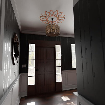 Ekena Millwork CMWP20X20X0375DACH Daisy Wood Fretwork Pierced Ceiling Medallion, 20"OD, Cherry