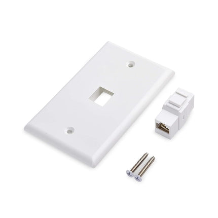 Cable Matters 2-Pack 1-Port Ethernet Wall Plate, White, Cat6 Wall Plate, Cat5e Ethernet Outlet with White RJ45 Keystone Jack