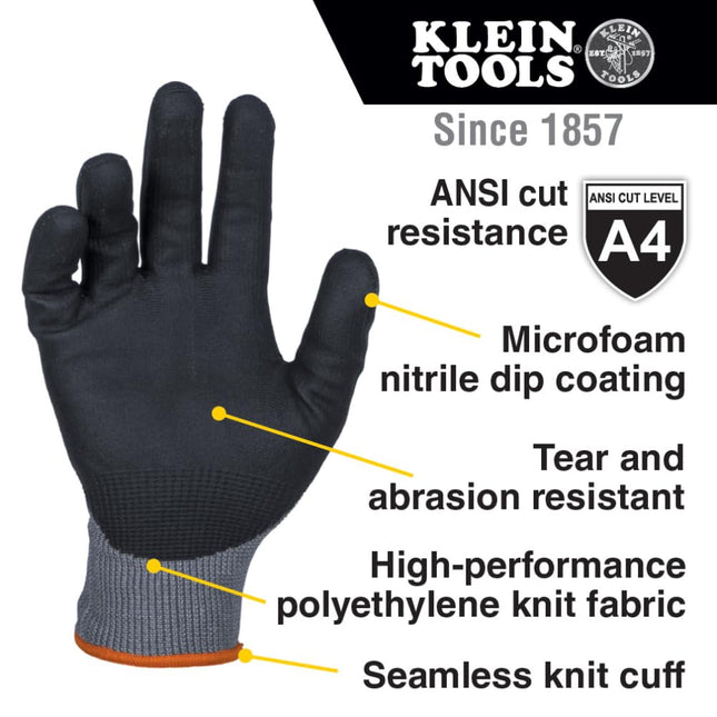 Knit Dipped Gloves, Cut Level A4, Touchscreen, XL, 2-Pair