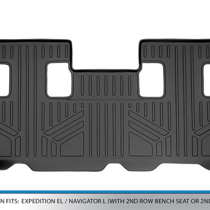 Tapis de sol SMARTLINER pour voiture, 3ème rangée, noir, compatible avec Expedition EL et Navigator L de 2007 à 2017 (avec banquette de 2ème rangée ou console de 2ème rangée)