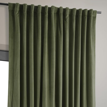 HPD Half Price Drapes Extra Wide Signature Blackout Velvet Curtains 96 Inch Long 1 Panel, 4-Pass Hotel Blackout Lined Window Curtains Thermal Blackout Curtains for Bedroom 100W x 96L, Hunter Green