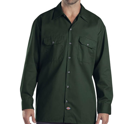 Dickies Men's Long Sleeve Work Shirt, Green, XXL