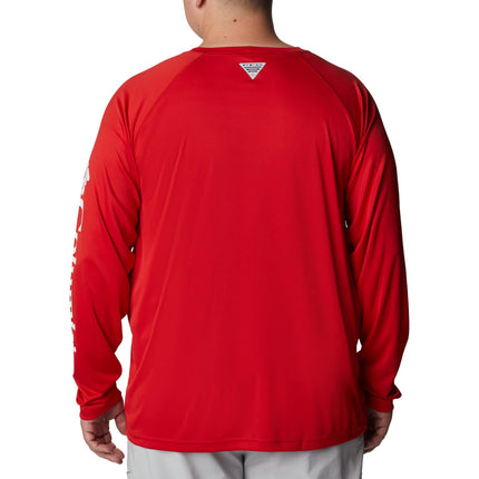 Columbia Men's Terminal Tackle Long Sleeve Shirt, Red Spark/White Logo, 2X