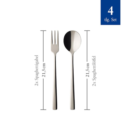 Villeroy & Boch - Daily Line Specials Spaghetti Set, 4 pt., Cutlery Set consisting of Spoon and Fork, Stainless Steel, 265x85x30mm, Dishwasher Safe