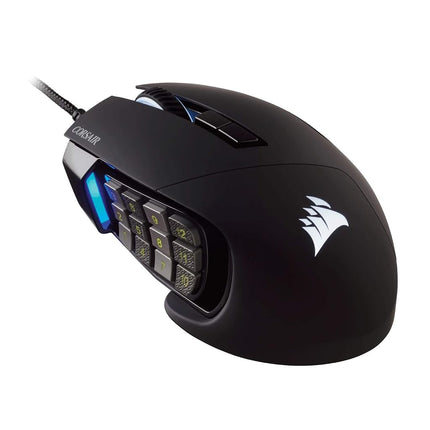 Ratón óptico para juegos MMO Corsair Scimitar Pro RGB (sensor óptico de 16.000 ppp, 12 botones laterales programables, iluminación RGB multicolor de 4 zonas, almacenamiento interno) - Negro