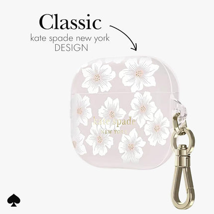 Kate Spade New York AirPods Protective Case with Keychain Ring - Hollyhock Cream, Compatible with AirPods 3rd Generation