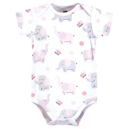 Hudson Baby Unisex Baby Cotton Bodysuits, Elephant Butterfly, 9-12 Months