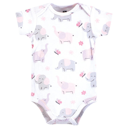 Hudson Baby Unisex Baby Cotton Bodysuits, Elephant Butterfly, 9-12 Months