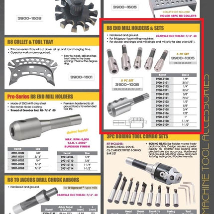 HHIP 3900-0107 R8 End Mill Holder, 1"