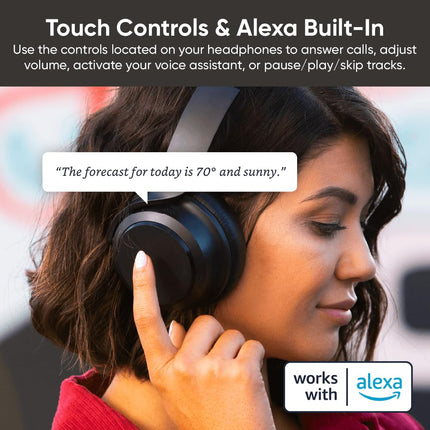 Auriculares WYZE con cancelación de ruido y estuche rígido para viaje, auriculares Bluetooth inalámbricos supraaurales con cancelación activa de ruido, modo de transparencia, captación de voz clara, Alexa integrado