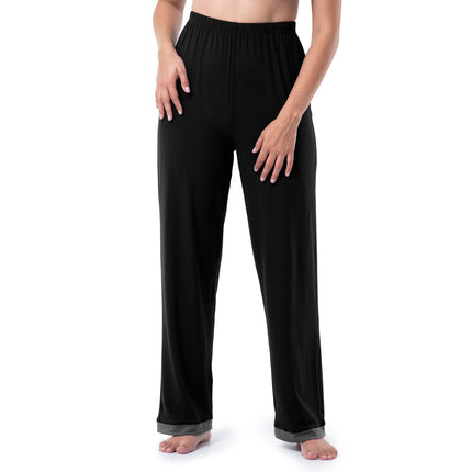 Fruit of the Loom Women's Short Sleeve Tee and Pant 2 Piece Sleep Set Pajama, Black, Medium