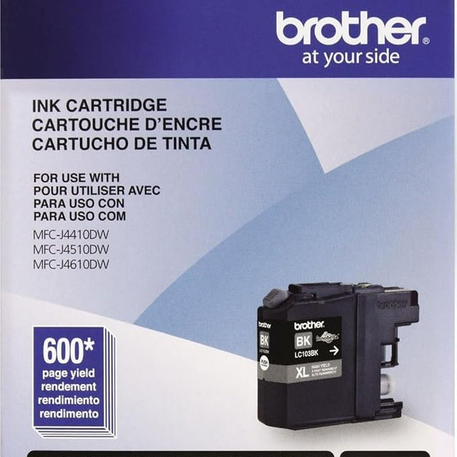 BROTHER LC103BK Black Ink Cartridges (Black, MFC-J4510DW, Inkjet, Black, High Yield (XL), ISO/IEC 24734)