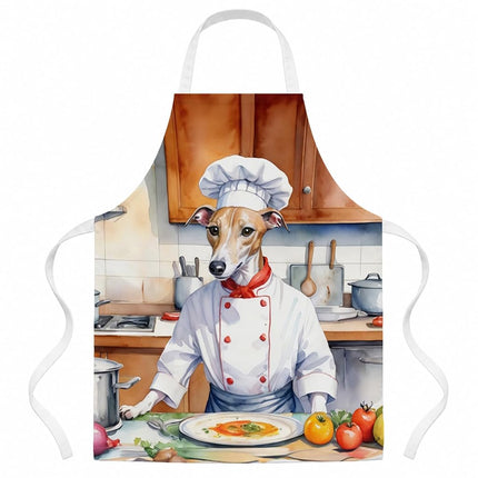 Caroline's Treasures Whippet The Chef Apron Cooking Kitchen Server Baking Crafts Gardening for Adult Women Men, Unisex, Large, Multicolor