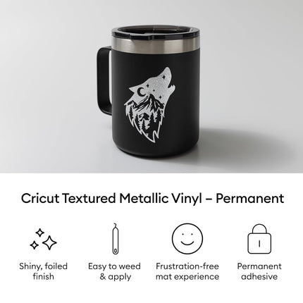Cricut Permanent Adhesive Vinyl with Metallic Texture, Luxe Pack, 30.5 cm x 30.5 cm (12 in x 12 in), 6 pcs