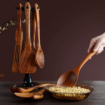 Wooden Spoons for Cooking,12 Pack Wooden Utensils for Cooking Wooden Kitchen Utensils Set Wooden Cooking Utensils Natural Teak Wooden Spatulas for Cooking (12Pcs)