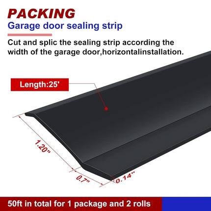 Weatherproofing Garage Door Seals Top and Sides Seal Strip PVC Garage Door Weather Stripping with Screws(Black, 50 ft)