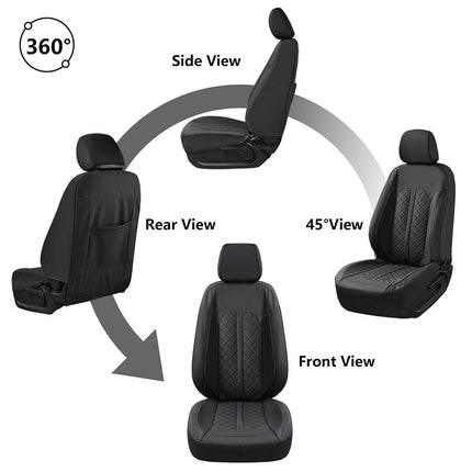 Truckiipa Custom for Dodge Ram 1500 Seat Covers Full Set Leather Seat Cover Fit for 2009-2018 Dodge Ram 1500, 2010-2023 Ram 2500 3500 Crew Mega Cab, 2019-2023 Ram 1500 Classic Only, Full Set, Black