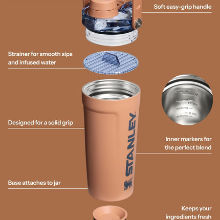 Vaso agitador Stanley Activate de 20 oz con aislamiento a prueba de fugas | Sin BPA | Tapa de flujo rápido | Batidos de proteínas y preentrenamiento en polvo