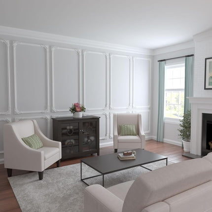 Ekena PML08X08SE 8" W x 8" H x 1 1/8" P Seville Panel Moulding Corner, Primed