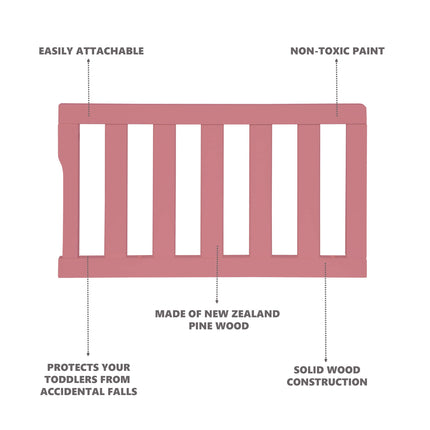 Dream On Me Convertible Crib Toddler Guard Rail in Rose