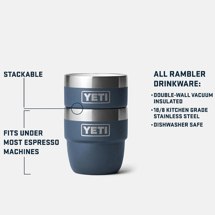 YETI Rambler 4 oz Stackable Cup, Stainless Steel, Vacuum Insulated Espresso/Coffee Cup, 2 Pack, Ultramarine Violet
