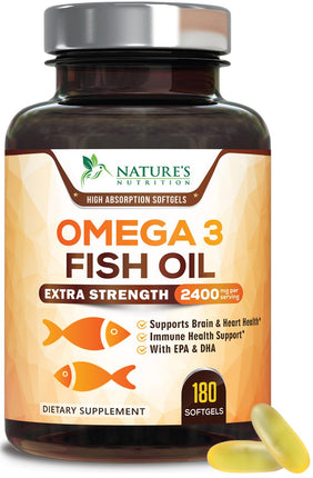 Omega 3 Fish Oil Supplements - 2400mg Fish Oil Per