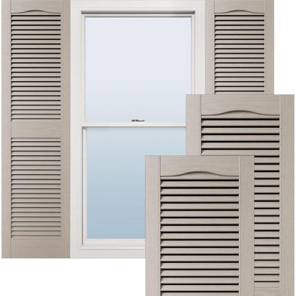 Ekena Millwork LL1C12X02400BD 12" W x 24" H Open Shutters with Center Slits Lifetime Vinyl Top with Fastener (Pair) Bordeaux