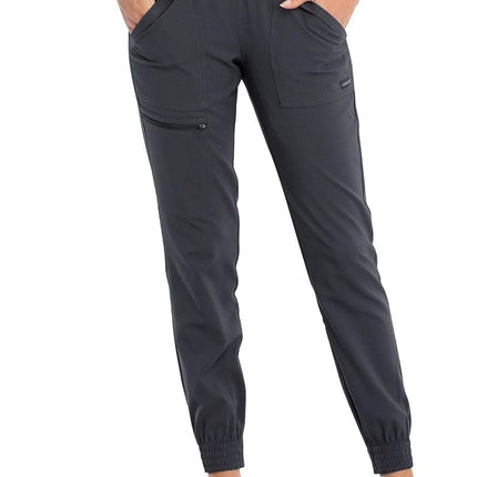 CHEROKEE Women's Mid Rise Tapered Leg Jogger Scrubs Pant, Pewter, XXL Plus