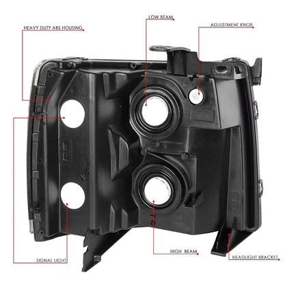DNA MOTORING HL-OH-CSIL07-CH-CL1 Pair of Chrome Housing Headlights Compatible with 07-13 Silverado 1500/07-14 Silverado 2500 HD 3500
