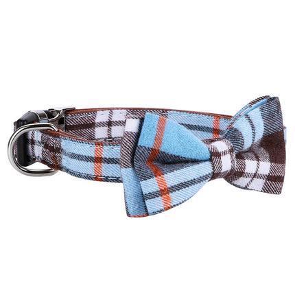 Faleela Soft &Comfy Bowtie Dog Collar,Detachable and Adjustable Bow Tie Collar,for Small Medium Large Pet (L, Blue)