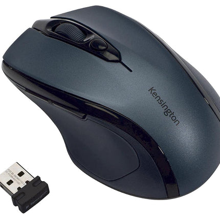 Kensington Pro Fit Wireless Mouse - Mid-Sized 5-Button Optical Home Office Wireless Mouse with Ergonomic Right-Handed Shape and Plug & Play Set Up - Compatible with Windows & MacOS - Grey