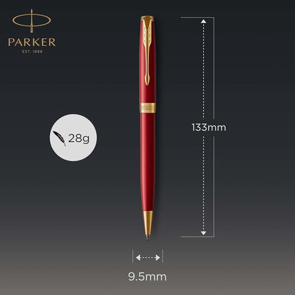 PARKER Sonnet Ballpoint Pen, Red Lacquer with Gold Trim, Medium Point Black Ink (1931476)