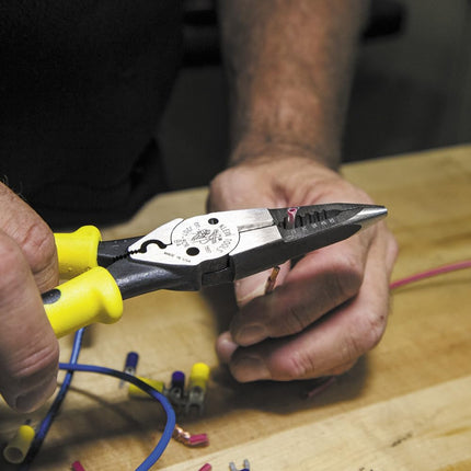 Needle Nose Pliers with Crimper, All Purpose Plier Crimps, Strips, Cuts, loops, and Shears KLEIN TOOLS J207-8CR