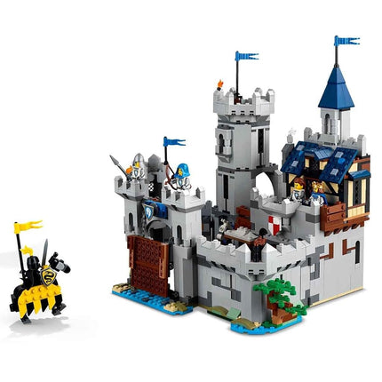 LEGO Creator 3in1 Medieval Horse Knight Castle Toy - Transforms into a Jousting Tournament Scene or a Town - incl. 6 Minifigures - Creative Gift for 9+ Year Old Boys & Girls - 31168