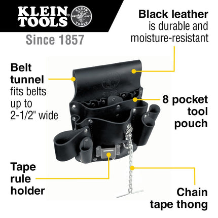 Pocket Tool Pouch, Leather, Tunnel Loop Belt Connection, Black
