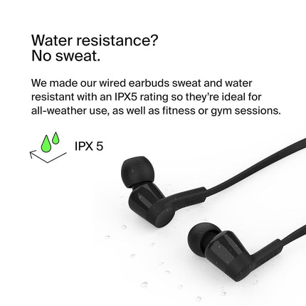 Belkin SoundForm Wired Earbuds with USB-C Connector, In-Ear Earphones w/ Microphone - Headphones for iPhone 15, iPad Mini, Galaxy, Android, and More with USB-C Connector (USB-C Headphones) - Black