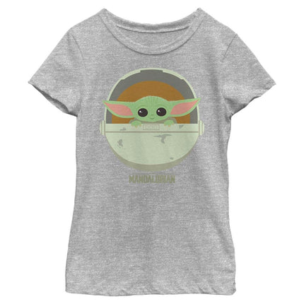 STAR WARS Mandalorian The Child Cute Bassinet Girls Short Sleeve Tee Shirt, Atheltic Heather, Small