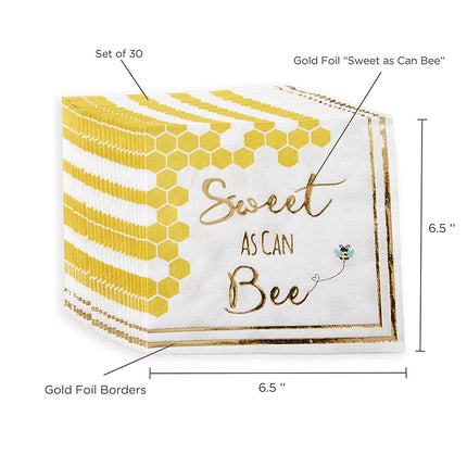 Kate Aspen Sweet as Can Bee Decorative Paper Baby Shower Napkins (Set of 30), Thick Decorative Dinner Napkins, Luncheon Serveware, 2 ply