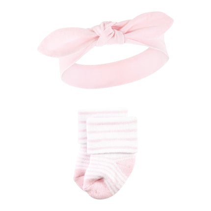 Hudson Baby baby-girls Headband and Socks Set, Bear Leopard, 0-9 Months
