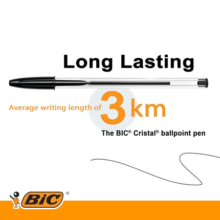 BIC Cristal Original Blue Pens - Medium Point (1.0mm) Ballpoint Biros Pens Multipack - Pack of 10