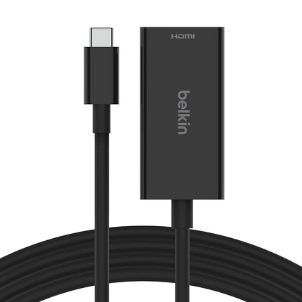 Belkin USB Type C to HDMI 2.1 Adapter, Tethered 4.33in Cable with 8K@60Hz, 4K@144Hz, HDR, HBR3, DSC, HDCP 2.2, USB-IF Certified for Chromebook, Macbook, iPad Pro and other USB C Devices