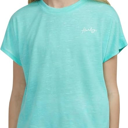 Camiseta básica de punto suave Hurley para niña, turquesa tropical, 5