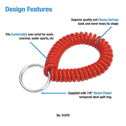 Lucky Line Lot de 5 bracelets en spirale rouges avec porte-clés en acier, extensibles jusqu'à 30,5 cm (4107005)