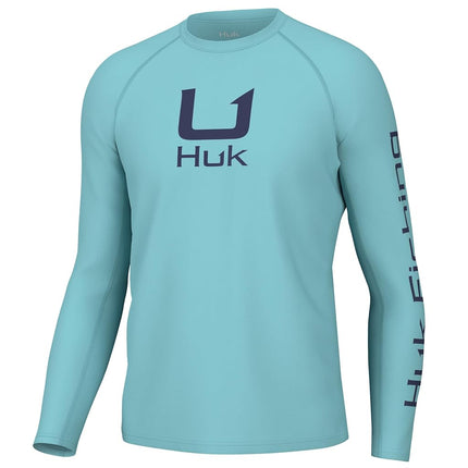 HUK Men's Icon X Crew, Long-Sleeve Performance Fishing Shirt, Marine Blue, Small