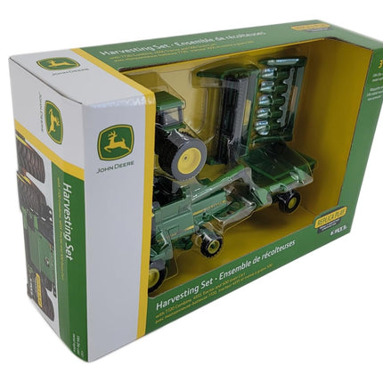 John Deere 1/64 Scale 5 pc Harvesting Set 4555 Tractor, 7720 Combine w/2 Heads, 500 Grain Cart