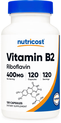 Nutricost Vitamin B2 (Riboflavin) 400mg, 120 Capsu